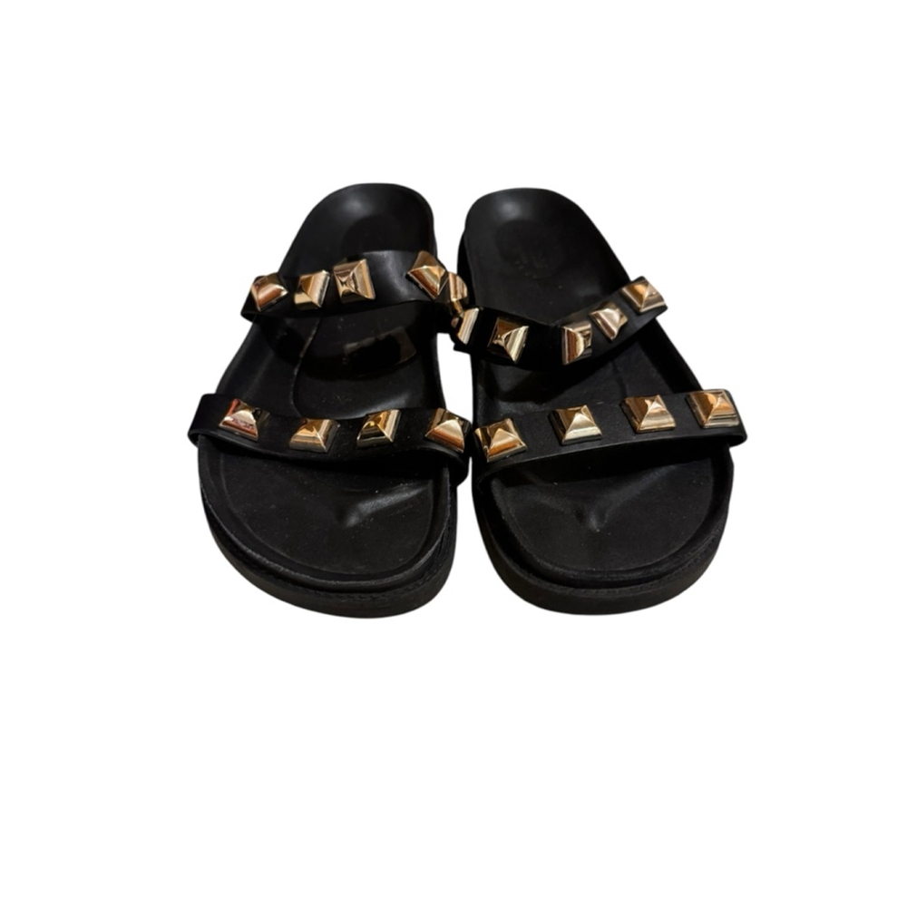 Giulia Palai Women’s Shoes Sandals Black Gold Studded Size 9.5 - Picture 4 of 9